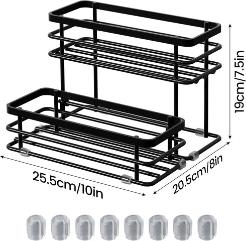 Coffee Syrup Rack Organizer - 2-Tier Stand for 6 Bottles Storage on Kitchen Countertop (Black)