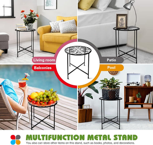 KABB 15'' Set 2, 10-inch Metal Plant Stand, Tall Flower Pot Stand of Modern Rustproof Round Outdoor Plant Stand | Iron