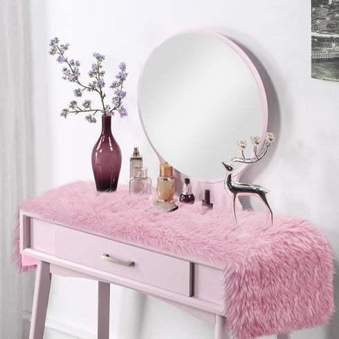 12x36 inch, Pink Table Runner Soft Fluffy Faux Fur Dresser Scarf for Bedroom, Coffee Table, Small Nightstand Cover