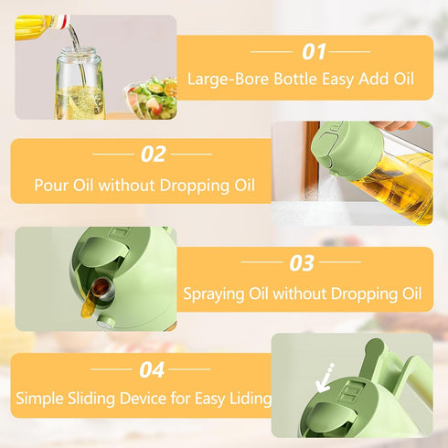 YOUSHEME 2 1 Dispenser,2024 2-in-1 470ml 470ml) in Glass Oil Sprayer & New Olive Oil Dispenser Bottle for Kitchen
