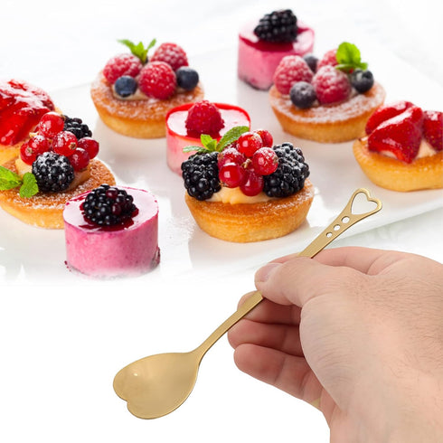 2Pcs Heart Shaped Coffee Dessert Spoon, Metal Stirring Spoon for Tea Dessert Drinks Ice Cream