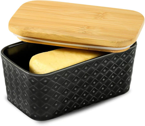 Ceramic Butter Dish with Lid,Large Butter Container with Airtight Cover for Countertop
