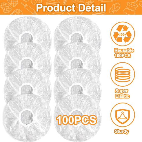 100PCS Bowl Covers for Bread Proofing, Reusable Elastic Plastic Bowl Covers for Bread Rising, Storage Containers