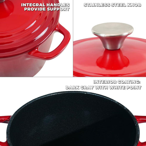 2.8 Flavehc Dutch Oven Pot with Lid qt Cast Iron Dutch Oven for Bread Baking Red Enameled Cast Iron Rice Pot