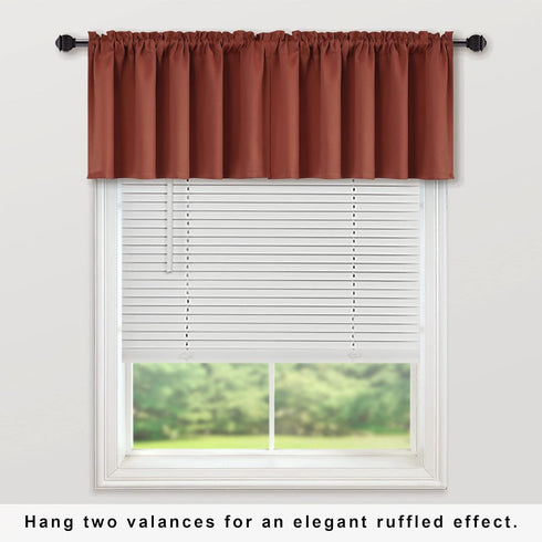 KOUFALL Fall Curtain Valances - Rustic Farmhouse Boho Western Curtains for Kitchen Windows, Terracotta Rust