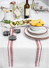 48 Inches 100% 14 48 Inch Solino Home Linen Table Runner - French Stripe, Pure Linen Burgundy and White Farmhouse Table
