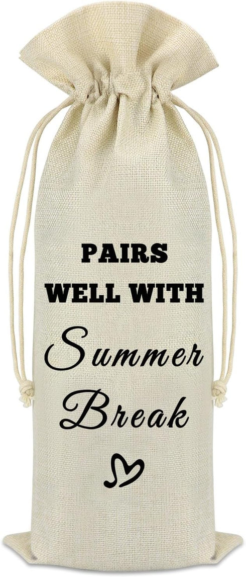 Teacher Wine Bags - Teacher's Day Gifts for Coworkers, Appreciation Gifts, Reusable Decorative Wine Bags for Parties