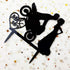 Motorcycle Funny Wedding Cake Topper - Mr & Mrs, Bride Groom with Motorbike (Black Acrylic)