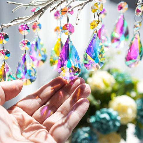 25pcs 50mm kanpura Crystal Prisms Chandelier Suncatcher Beads Replacement Colorful Hanging Crystals for Chandeliers