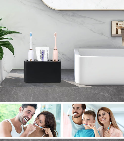 Luxspire Toothbrush Holder, 3 Slots Electric Toothbrush and Toothpaste Stand, Bathroom Countertop Organizer - Black