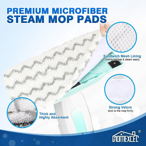 HOMEXCEL Steam Mop Replacement Pads for Shark Steam Mop S1000/S1000A/S1000C/S1000WM, 4 Pack Reusable Microfiber