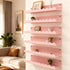 Set 6, 16 Inch Nursery Book Shelves of Pink Metal Floating Shelves for Wall, Scalloped Book Shelf for Kids Room