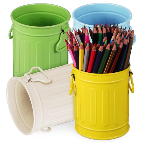 NUOBESTY 4pcs Mini Trash Can for Desk, Metal Wastebasket Tiny Waste Garbage Bin, Multifunctional Organizer