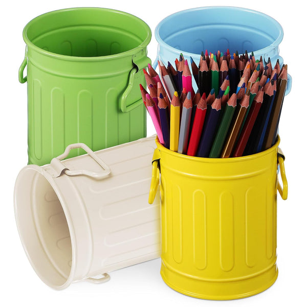 NUOBESTY 4pcs Mini Trash Can for Desk, Metal Wastebasket Tiny Waste Garbage Bin, Multifunctional Organizer