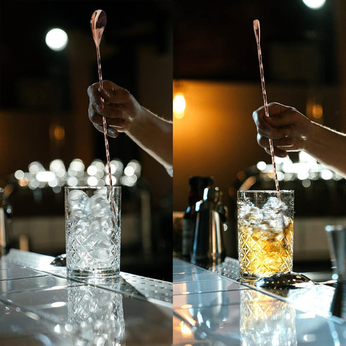 2 Pcs 12 Inches Bar Spoon, Long Handle Mixing Stirrers for Drink, Briout Stainless Steel Cocktail Shaker Spoon, Rose