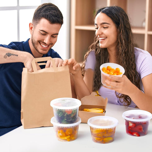 AOZITA 24 Sets 16 oz Plastic Deli Food Containers with Lids, Airtight Food Storage Containers,