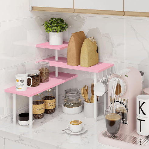 Homode Pink Bathroom Counter Organizer, 3 Tier Counter Shelf for Makeup, Dresser Table, Over Sink, Desktop