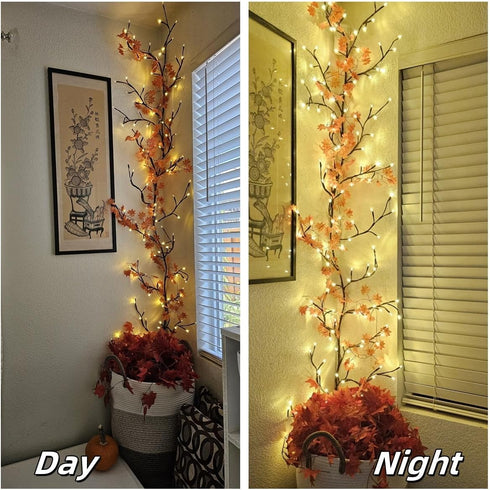 7.5Ft 144 (1 Pack) Enchanted Willow Vine Fairy Lights - Christmas Decorations Twinkling Tree Branch with Remote
