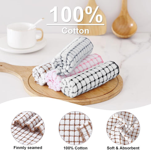 16 Pack 12 12 Inches Kitinjoy Cotton Terry Kitchen Dish Cloths, x Super Soft and Absorbent Dish Rags, Quick Drying Dish