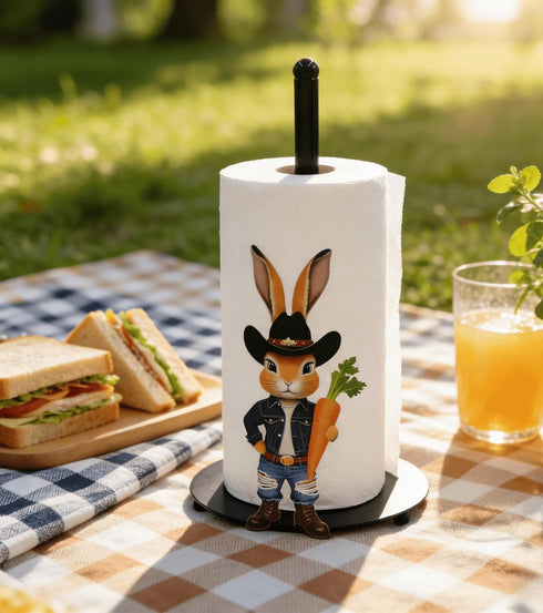 XYittkl Countertop, Bathroom(1 Pack) Cute Western Bunny Paper Towel Holder Rustic Farmhouse Kitchen Decor, Funny Rabbit