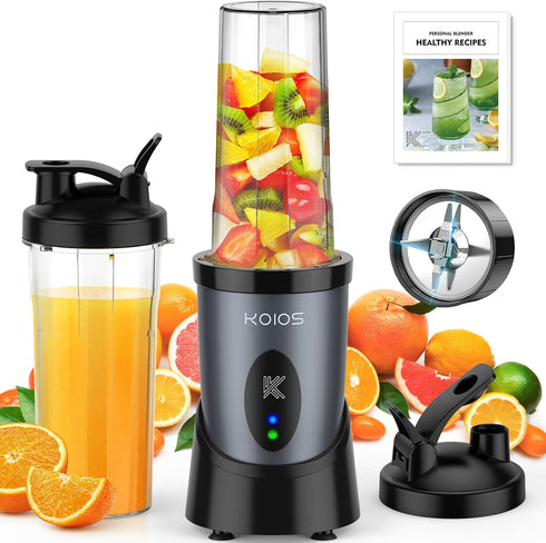 KOIOS 900W Personal Blender for Smoothies and Shakes, Includes 2 No-BPA 22 oz Portable Bottles and Lids