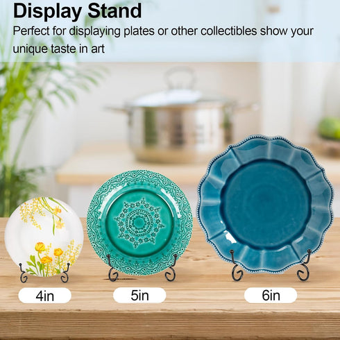 6 Pack 5 Inch Plate Stands for Display, Metal Picture Frame Holder Stand for Artworks, Small Easel for Photos, Platters