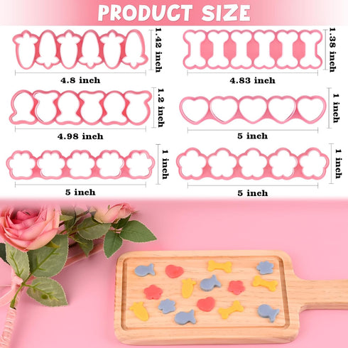 Mini Cookie Cutters Set of 6 - Goldfish, Dog Bone, Paw, Heart, Flower, Carrot for Mini Cookies & Pet Snacks