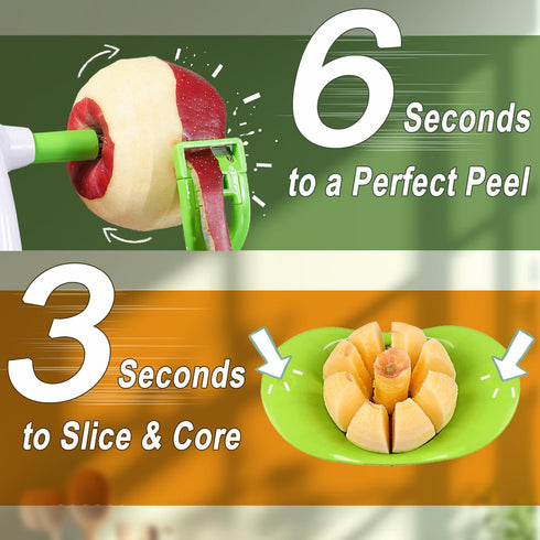 Apple Peeler, 8 Wedges Slicer Corer, Stainless Steel Blades for Apple Slicing and Coring