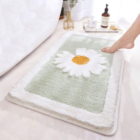 Green Bathroom Rug, Ultra Soft Microfiber Shaggy Mats, 17''x 25'', Extra Absorbent Non-Slip Bathroom Carpet