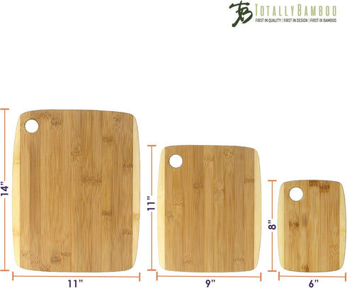 Totally Bamboo 3-Piece Two-Tone Serving and Cutting Board Set
