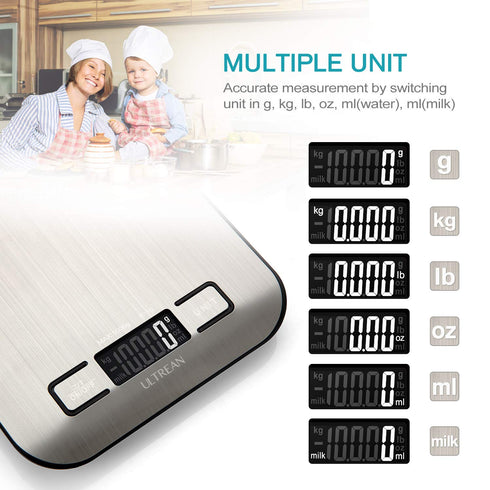 Ultrean Digital Kitchen Food Scale, 11lb Weight Grams and Ounces for Baking, Cooking, Meal Prep, 6 Units with Tare