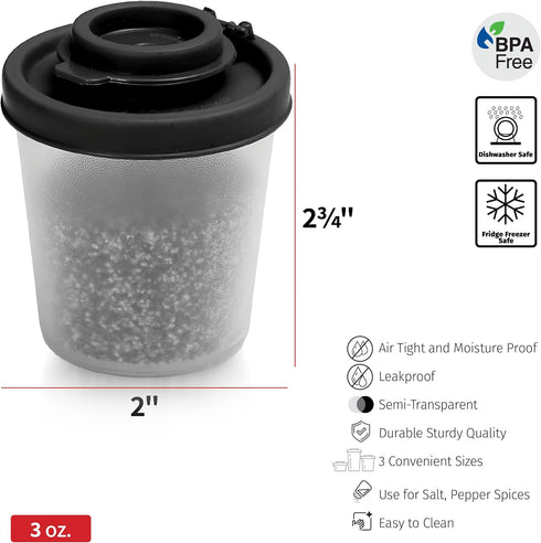 SIGNORAWARE Salt and Pepper Shakers Moisture Proof Set of 2, Medium Salt Shaker for Camping, Picnic, Kitchen