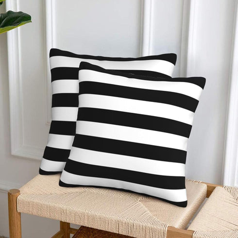 Poream 20x20 Set 2 Black and White Stripe Throw Pillow Covers in Farmhouse Pillow Case Soft Cushion Covers of for Sofa