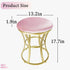 Velvet Round Vanity Stool,Pink Velvet Footrest Ottoman Foot Stool Seat with Golden Metal Legs,Makeup Chair for Bathroom