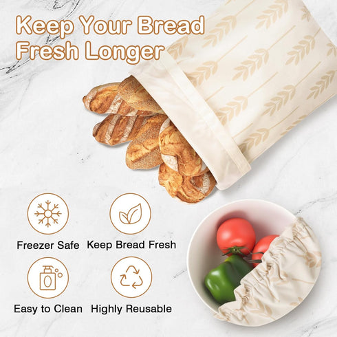 16.9"x12.6" 2 LAKE OF FIRE Reusable Bread Storage Bags for Homemade Bread with Reusable Bowl Covers,Large Sourdough