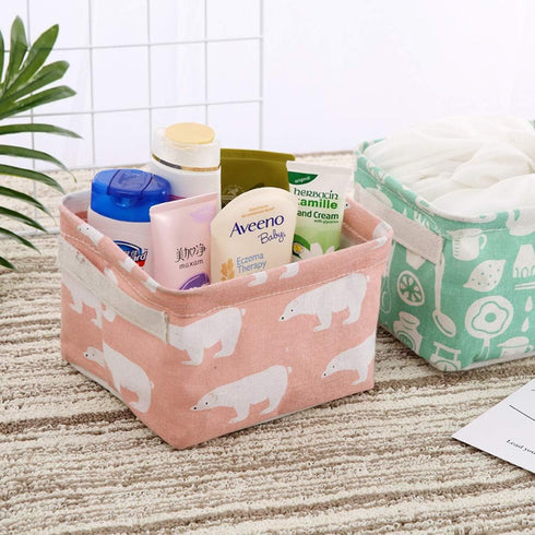 Foldable Storage Basket - Set of 6 Small Collapsible Canvas Organizers with Handle for Home Decor and Toys