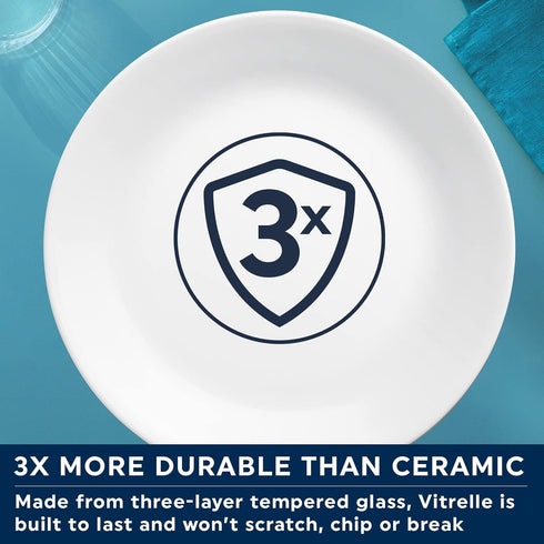 Corelle Vitrelle 4-Piece 18-Oz Soup/Cereal Bowls, Chip & Crack Resistant Glass Dinnerware Set, Winter Frost White