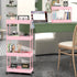 SPACEKEEPER Slim Rolling Storage Cart, 4 Tier Bathroom Organizer with Wheels for Kitchen & Laundry Room, Pink