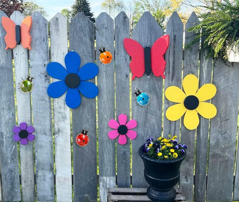GIFTME 5 Metal Garden Wall Art Decorative Set of 4 Cute Ladybugs Outdoor Wall Sculptures by GIFTME 5