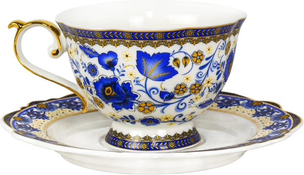 ACMLIFE Bone China Tea Cups and Saucers, 6.8 oz Tea Cup and
