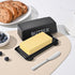 Countertop,Black Butter Dish With Cover And Knife,Food Grade Plastic Butter Holder With Lid For Dishwasher Safe Butter