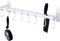 Dseap Pot Rack, Hanging Rack Rail with 8 Hooks, Wall Mounted Pot Hangers for Kitchen, White