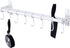 Dseap Pot Rack, Hanging Rack Rail with 8 Hooks, Wall Mounted Pot Hangers for Kitchen, White