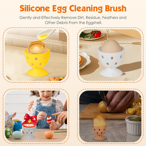 WAMEIJU Egg Brush Cleaner, Egg Cleaner Scrubber for Fresh Eggs, Cute Chick Shaped Silicone Egg Washer, Reusable