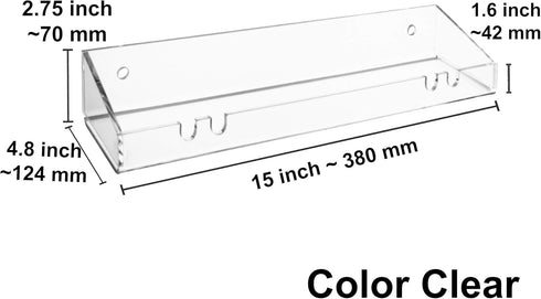 2 Pack 15"L 4.8"W, AMT Acrylic Floating Shelves, x Clear Bathroom Wall Shelves, Bookshelves, Invisible Shelf
