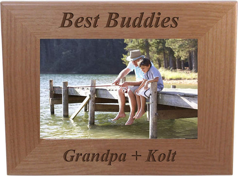 Best Buddies Custom Personalized Wooden Frame - Engraved Natural Alder Wood Picture Photo Frame (4x6 Horizontal)