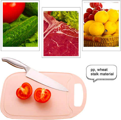 Wheat Straw Chopping Board for Kitchen, Juice Grooves, Easy Grip Handle, Dishwasher Safe, Pink