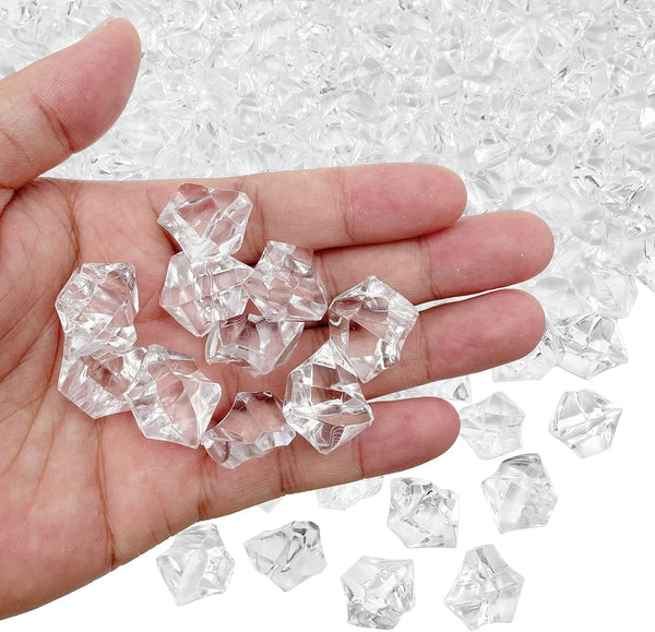 Fake Crushed Ice Cubes, 150 pcs 16*22 mm Artificial Acrylic Crystal Rocks for Vase Fillers and Wedding Decoration