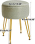WBD010D IBUYKE Teddy Velvet Storage Footrest Stool Ottoman, Makeup Vanity Stool Side Table with Removable Cover, Golden