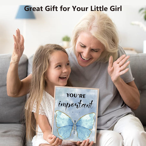 HOMANGA Wall Art Posters - Butterfly Wall Decor for Girls Room, 8X10 Inch, Unframed, Set of 6